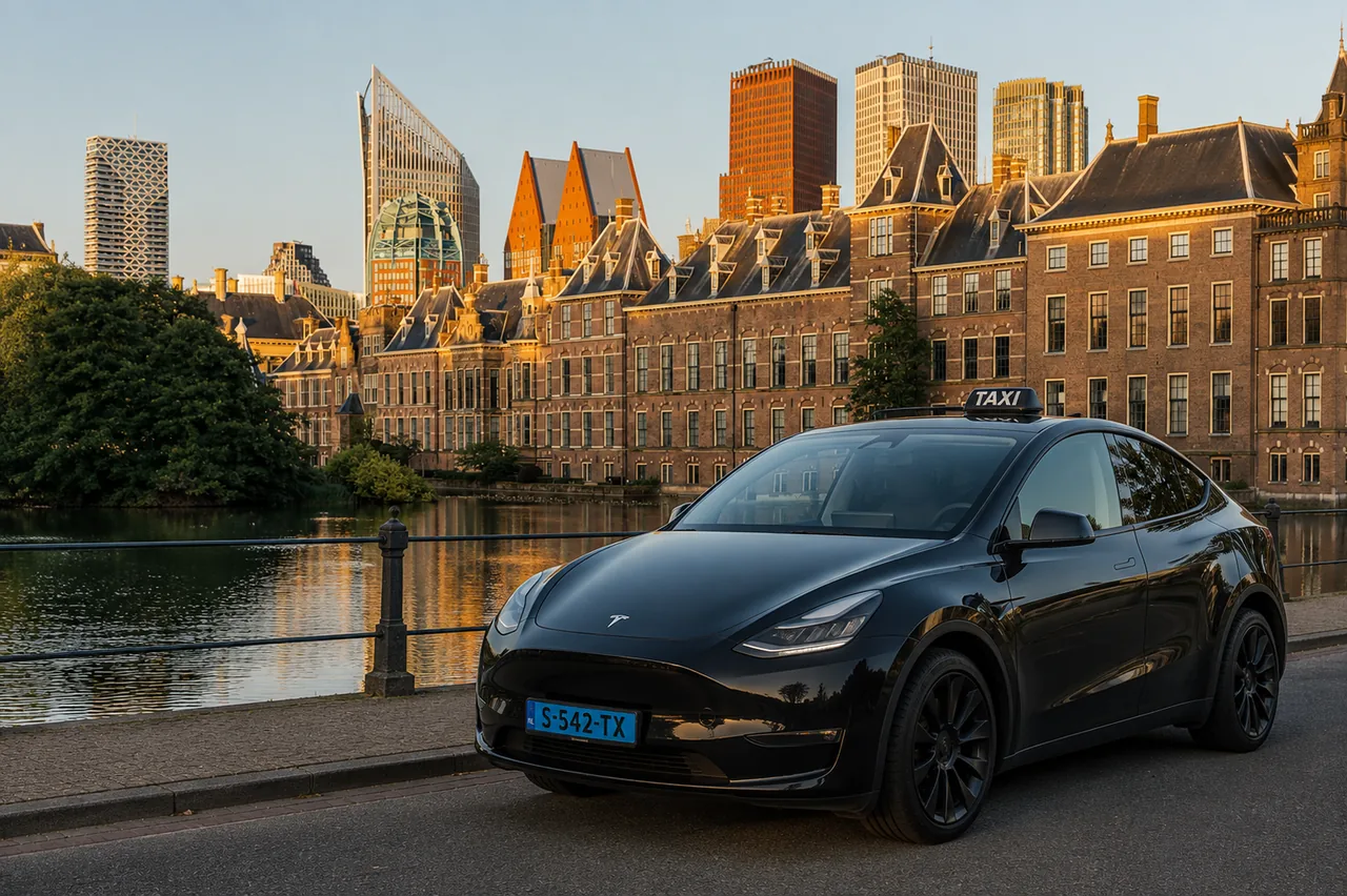 Zwarte elektrische taxi van SamenMobiel in Den Haag